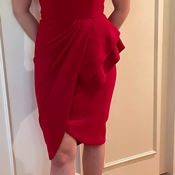 HOTTEST Color for FALL!  Red Draped dress with side detail - Picture 10 of 12